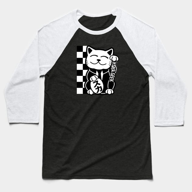 Suka-neko w/Ska Geek Logo Baseball T-Shirt by VOLPEdesign